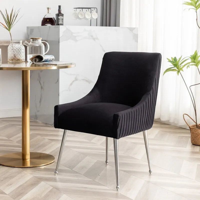 Ensemble de 4 chaises de salle à manger SEYNAR modernes en velours plissé avec poignée arrière