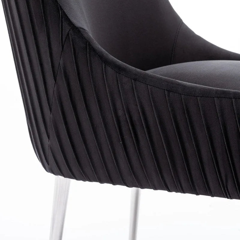 Ensemble de 4 chaises de salle à manger SEYNAR modernes en velours plissé avec poignée arrière