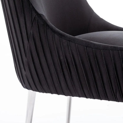 Ensemble de 4 chaises de salle à manger SEYNAR modernes en velours plissé avec poignée arrière