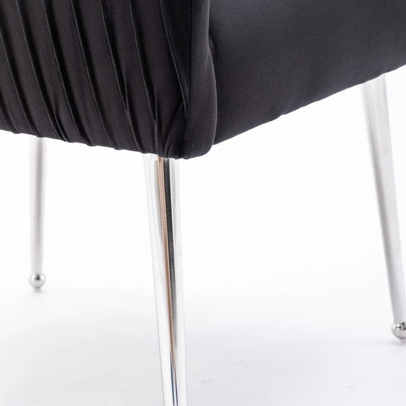 Ensemble de 4 chaises de salle à manger SEYNAR modernes en velours plissé avec poignée arrière