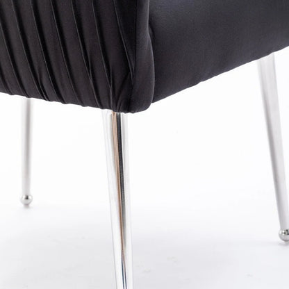 Ensemble de 4 chaises de salle à manger SEYNAR modernes en velours plissé avec poignée arrière