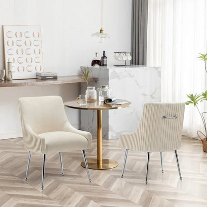 Ensemble de 4 chaises de salle à manger SEYNAR modernes en velours plissé avec poignée arrière