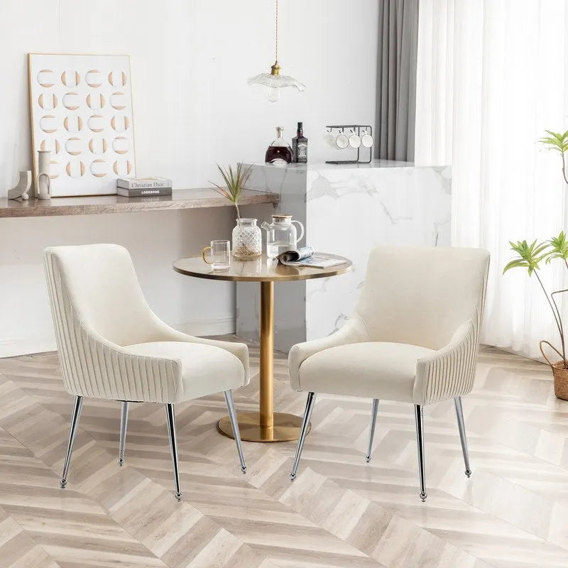 Ensemble de 4 chaises de salle à manger SEYNAR modernes en velours plissé avec poignée arrière