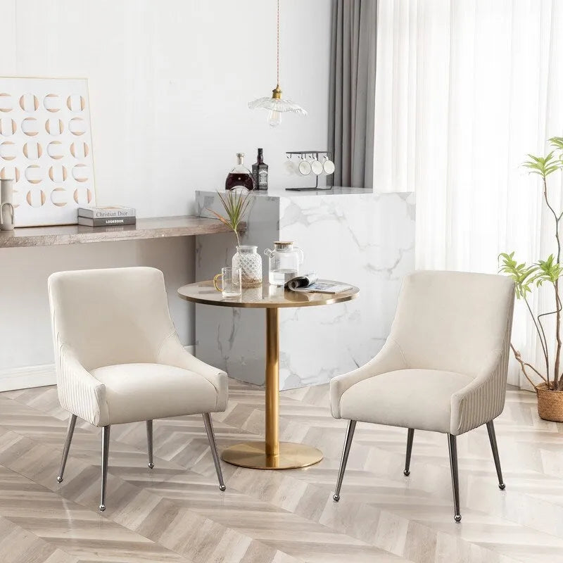 Ensemble de 4 chaises de salle à manger SEYNAR modernes en velours plissé avec poignée arrière