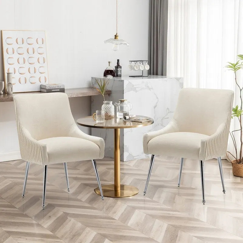Ensemble de 4 chaises de salle à manger SEYNAR modernes en velours plissé avec poignée arrière