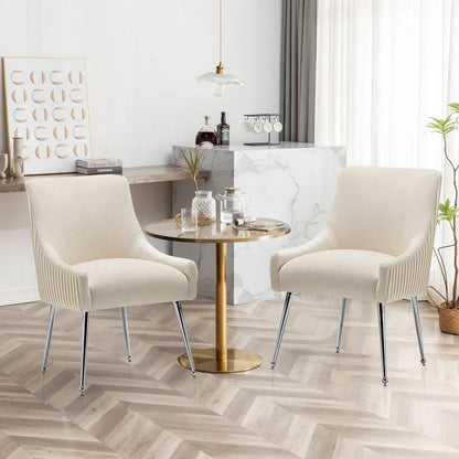 Ensemble de 4 chaises de salle à manger SEYNAR modernes en velours plissé avec poignée arrière