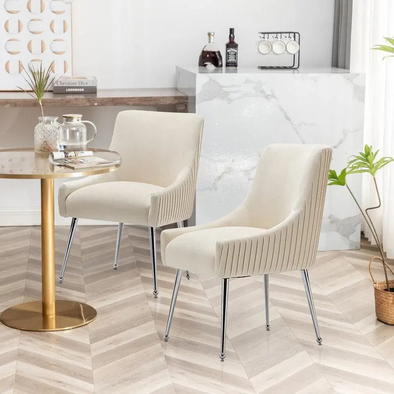 Ensemble de 4 chaises de salle à manger SEYNAR modernes en velours plissé avec poignée arrière