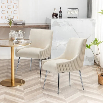 Ensemble de 4 chaises de salle à manger SEYNAR modernes en velours plissé avec poignée arrière
