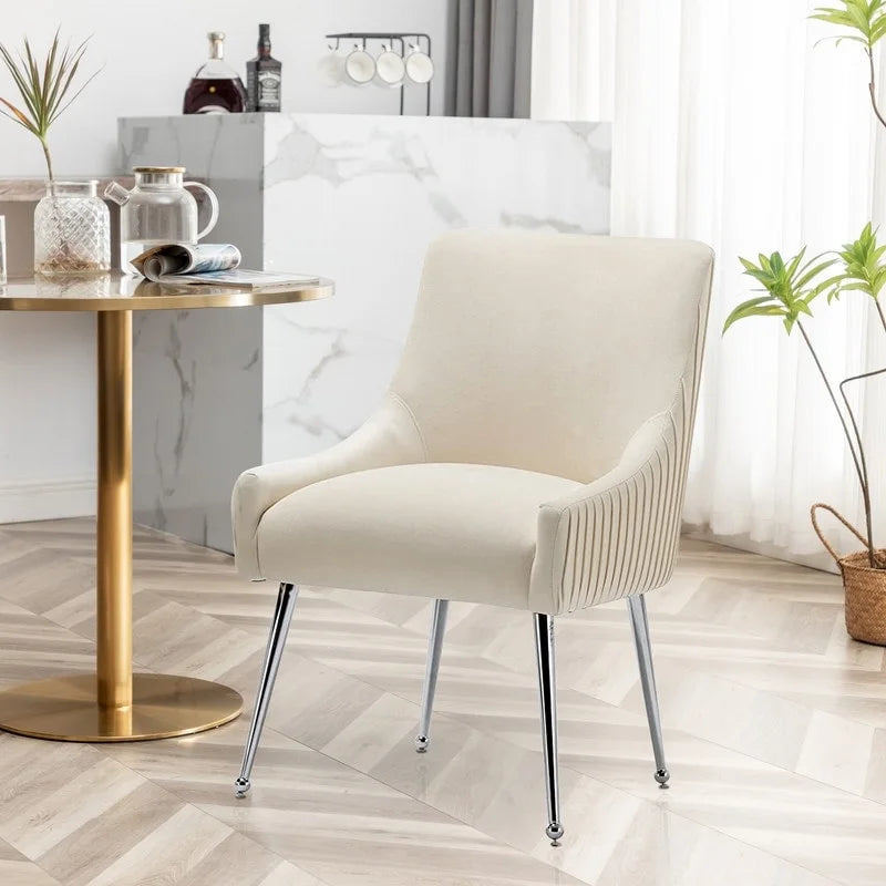 Ensemble de 4 chaises de salle à manger SEYNAR modernes en velours plissé avec poignée arrière