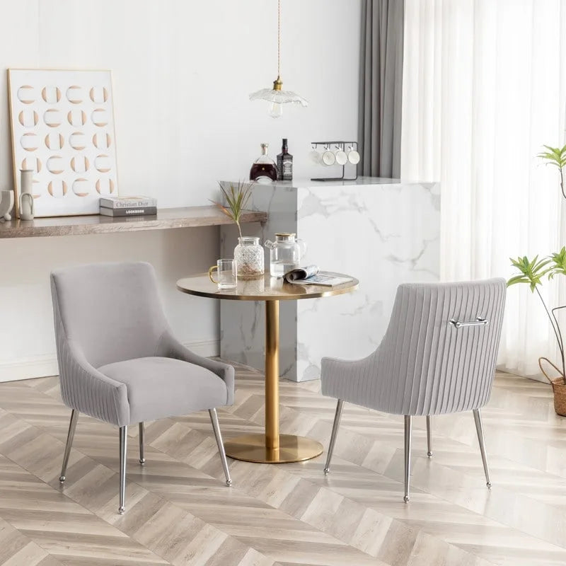 Ensemble de 4 chaises de salle à manger SEYNAR modernes en velours plissé avec poignée arrière