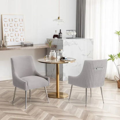 Ensemble de 4 chaises de salle à manger SEYNAR modernes en velours plissé avec poignée arrière