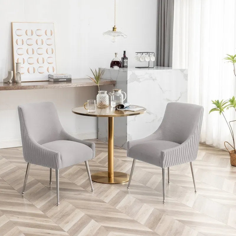 Ensemble de 4 chaises de salle à manger SEYNAR modernes en velours plissé avec poignée arrière