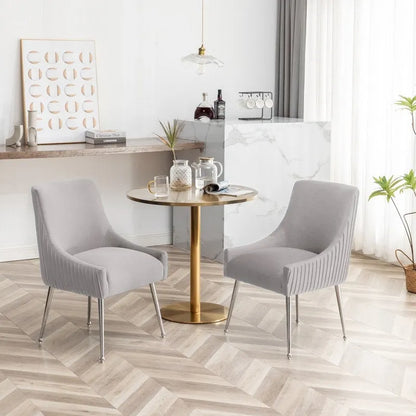 Ensemble de 4 chaises de salle à manger SEYNAR modernes en velours plissé avec poignée arrière
