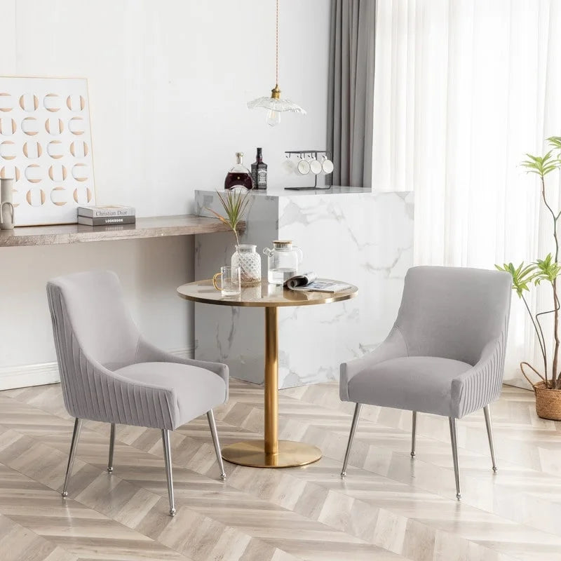 Ensemble de 4 chaises de salle à manger SEYNAR modernes en velours plissé avec poignée arrière