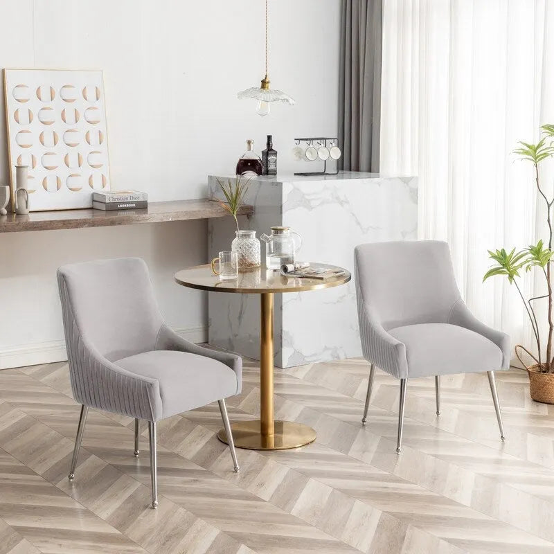 Ensemble de 4 chaises de salle à manger SEYNAR modernes en velours plissé avec poignée arrière