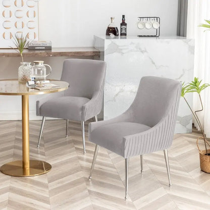 Ensemble de 4 chaises de salle à manger SEYNAR modernes en velours plissé avec poignée arrière