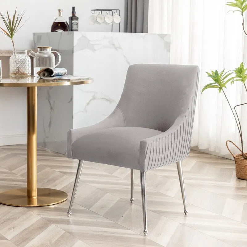 Ensemble de 4 chaises de salle à manger SEYNAR modernes en velours plissé avec poignée arrière