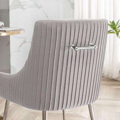 Ensemble de 4 chaises de salle à manger SEYNAR modernes en velours plissé avec poignée arrière