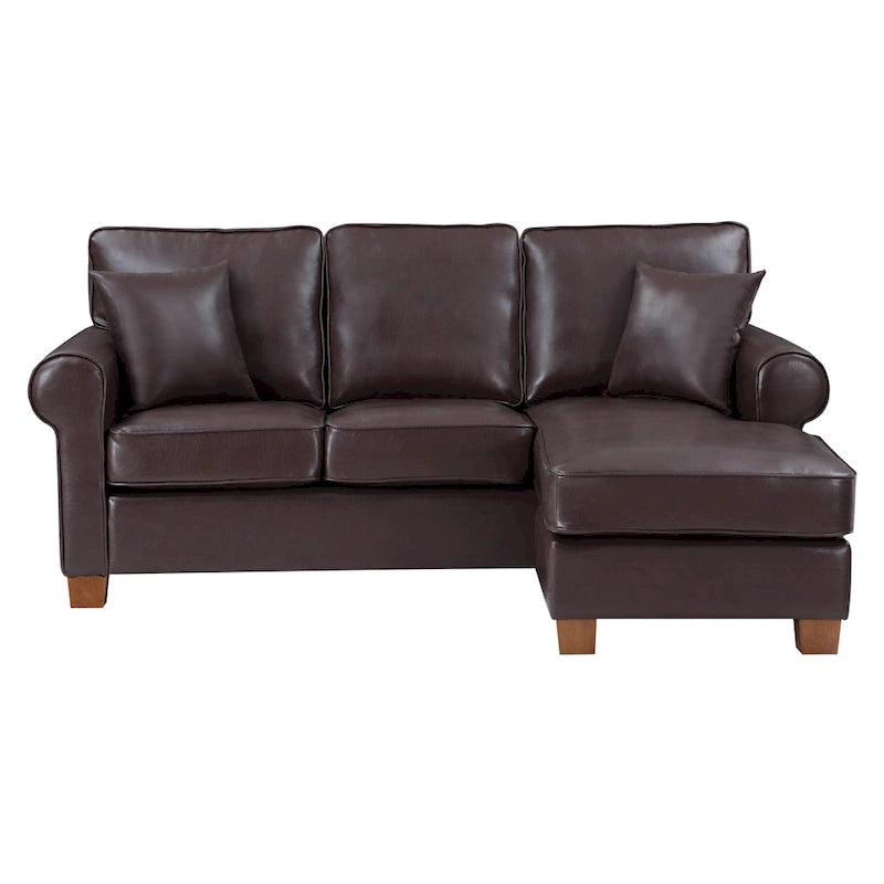 Canapé d'angle Rylee à accoudoirs arrondis avec coussins