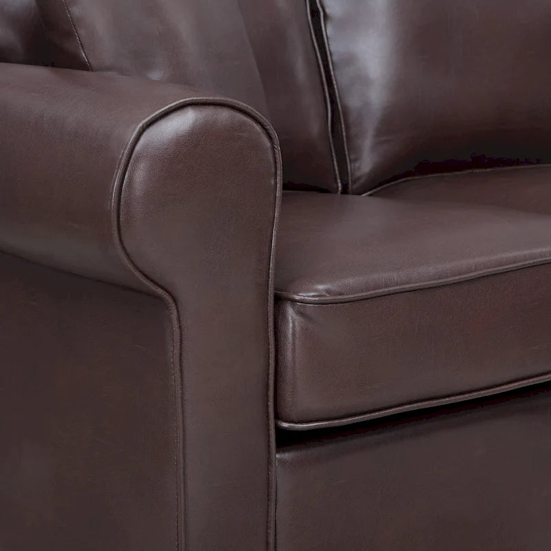 Canapé d'angle Rylee à accoudoirs arrondis avec coussins