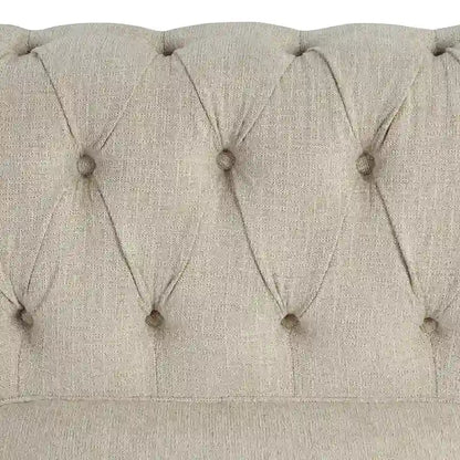 Ensemble Chesterfield Morden Fort capitonné à boutons, fauteuil, causeuse, canapé 3 pièces pour salon, lin, pieds en bois massif