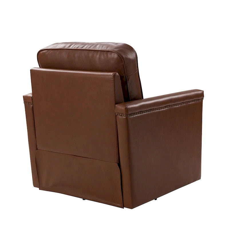 Fauteuil pivotant classique Rita en cuir véritable avec garnitures cloutées par HULALA HOME