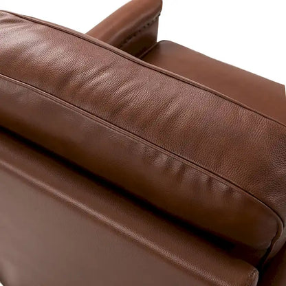 Fauteuil pivotant classique Rita en cuir véritable avec garnitures cloutées par HULALA HOME