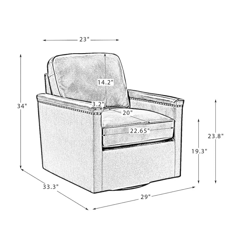 Fauteuil pivotant classique Rita en cuir véritable avec garnitures cloutées par HULALA HOME