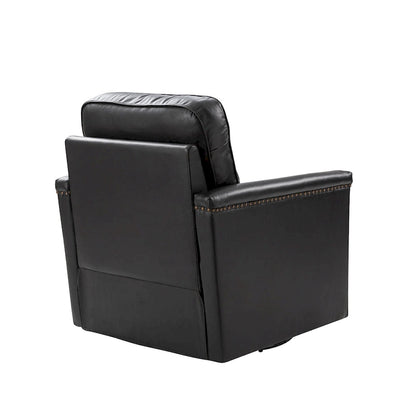 Fauteuil pivotant classique Rita en cuir véritable avec garnitures cloutées par HULALA HOME