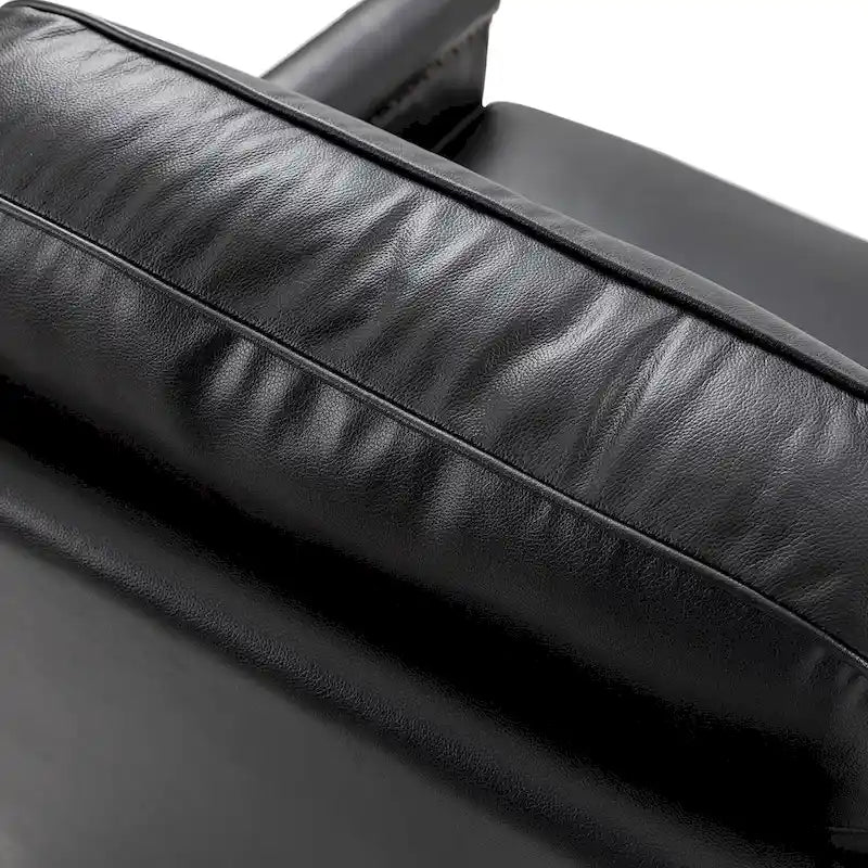 Fauteuil pivotant classique Rita en cuir véritable avec garnitures cloutées par HULALA HOME