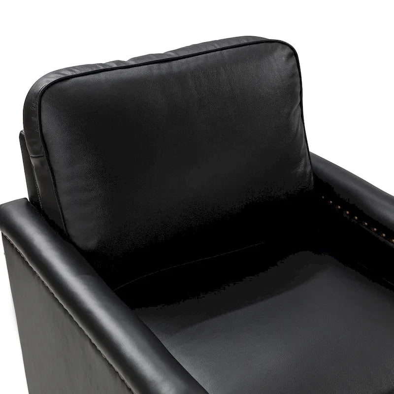 Fauteuil pivotant classique Rita en cuir véritable avec garnitures cloutées par HULALA HOME