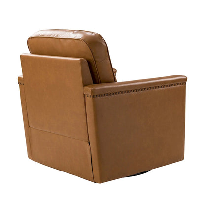 Fauteuil pivotant classique Rita en cuir véritable avec garnitures cloutées par HULALA HOME