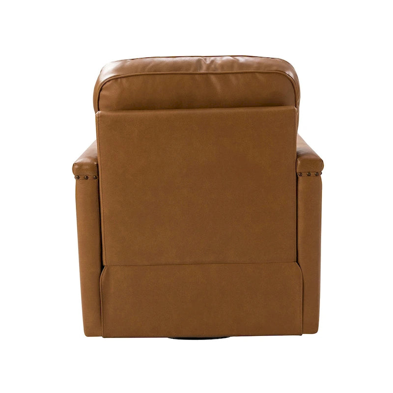 Fauteuil pivotant classique Rita en cuir véritable avec garnitures cloutées par HULALA HOME