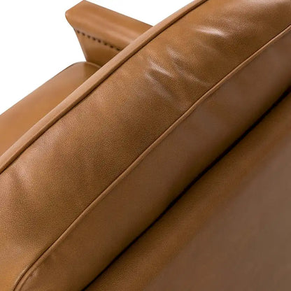 Fauteuil pivotant classique Rita en cuir véritable avec garnitures cloutées par HULALA HOME