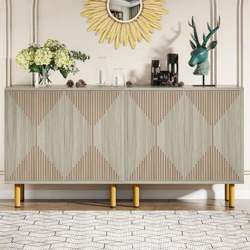 Ensemble buffet et armoire de rangement blancs de 58 pouces