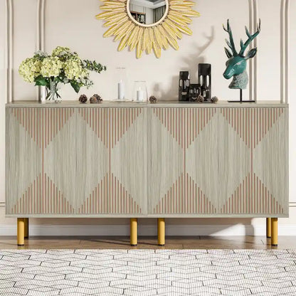 Ensemble buffet et armoire de rangement blancs de 58 pouces