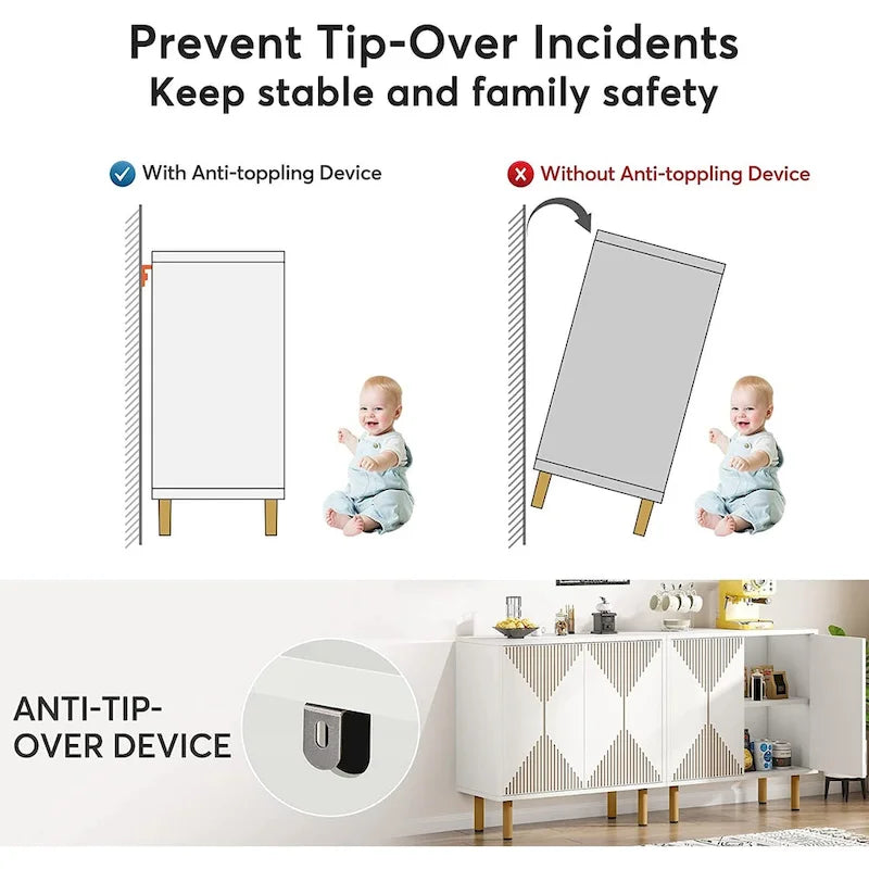 Ensemble buffet et armoire de rangement blancs de 58 pouces