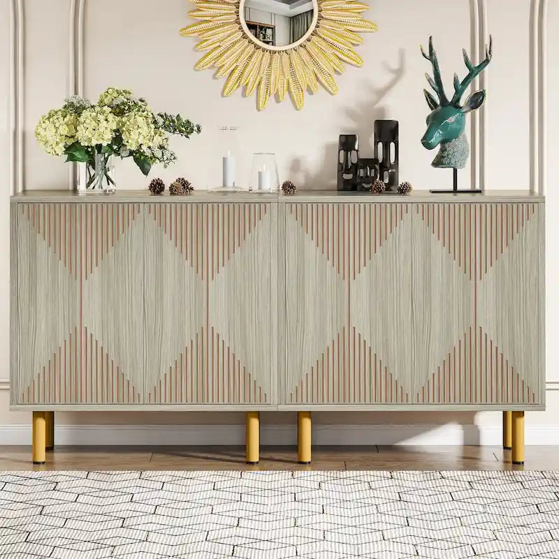 Ensemble buffet et armoire de rangement blancs de 58 pouces