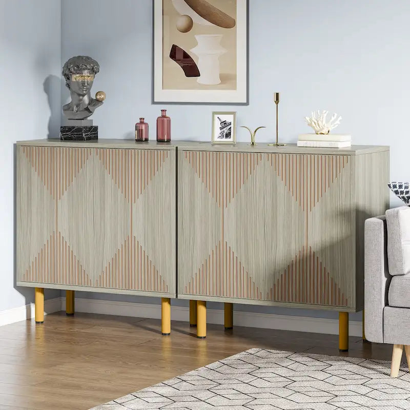 Ensemble buffet et armoire de rangement blancs de 58 pouces