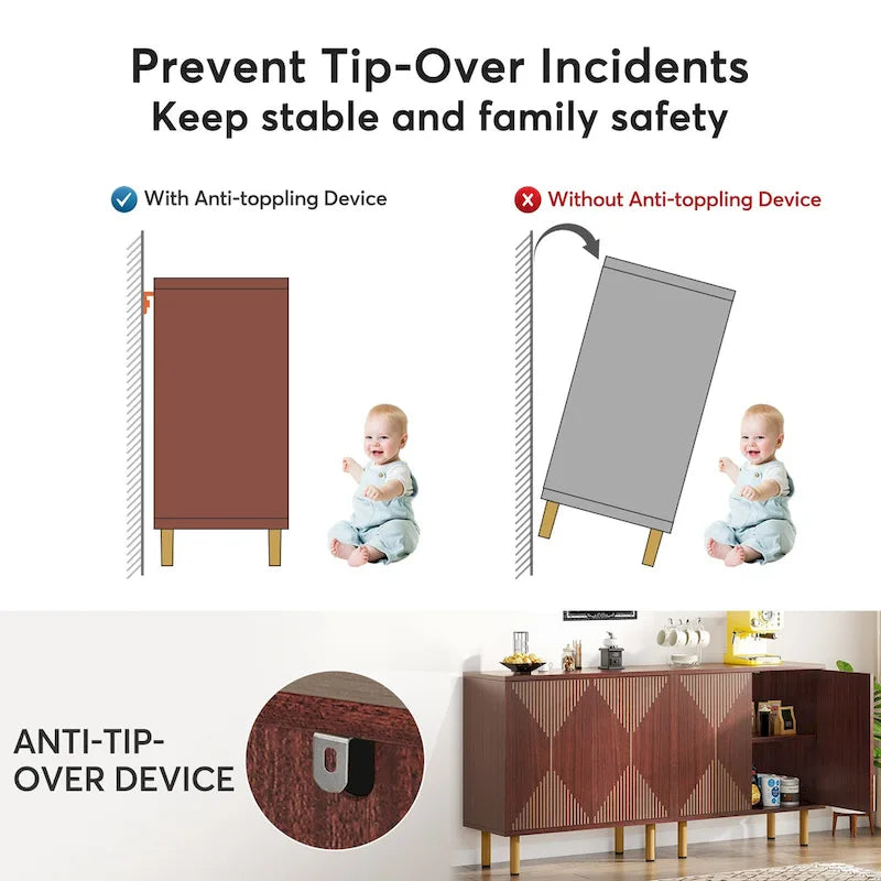 Ensemble buffet et armoire de rangement blancs de 58 pouces