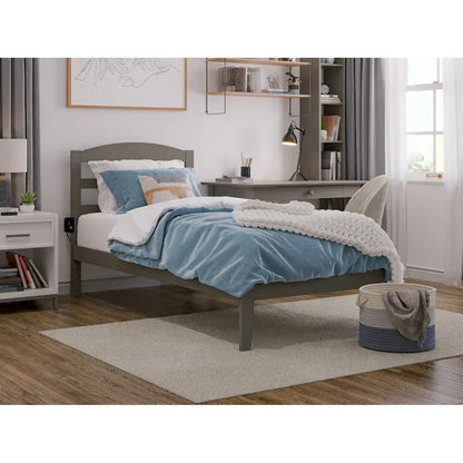 Lit plateforme Warren en bois massif avec chargeur USB intégré