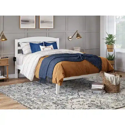 Lit plateforme Warren en bois massif avec chargeur USB intégré