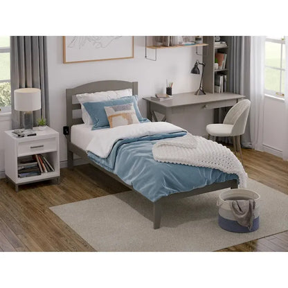 Lit plateforme Warren en bois massif avec chargeur USB intégré