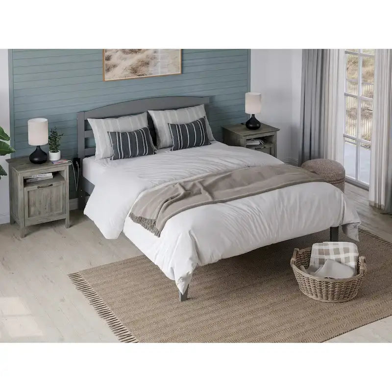 Lit plateforme Warren en bois massif avec chargeur USB intégré