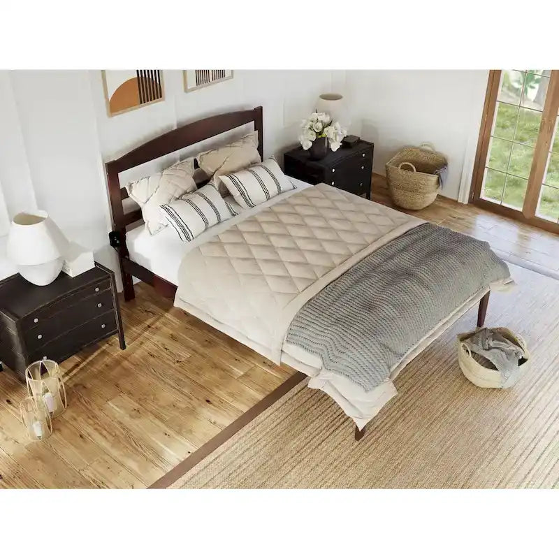 Lit plateforme Warren en bois massif avec chargeur USB intégré