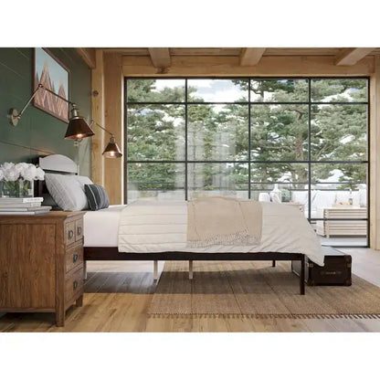 Lit plateforme Warren en bois massif avec chargeur USB intégré