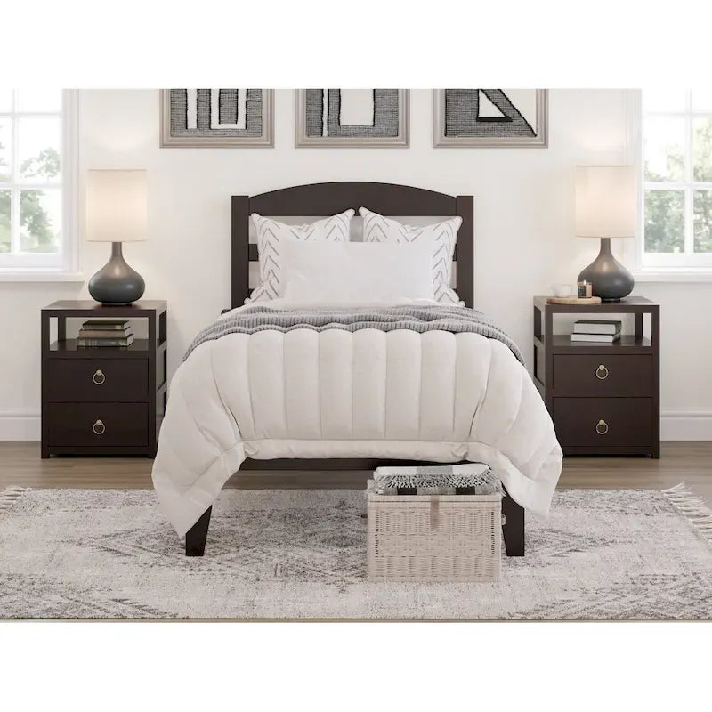 Lit plateforme Warren en bois massif avec chargeur USB intégré