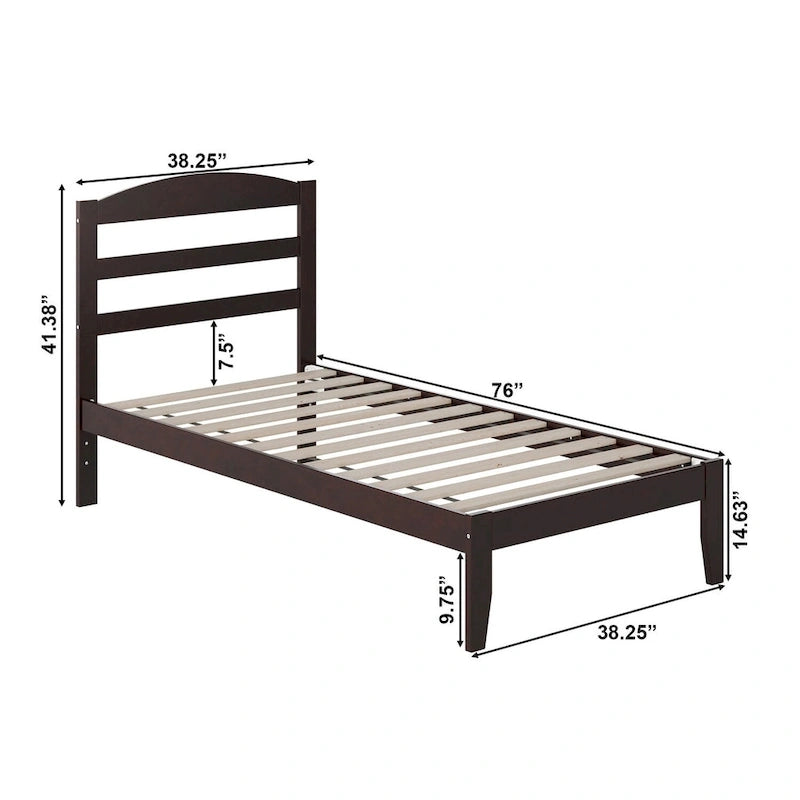 Lit plateforme Warren en bois massif avec chargeur USB intégré