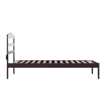 Lit plateforme Warren en bois massif avec chargeur USB intégré