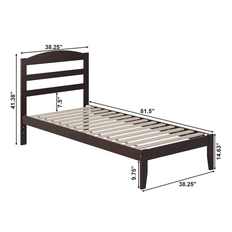 Lit plateforme Warren en bois massif avec chargeur USB intégré